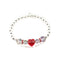 BRAVE HEART METALLIC BRACELET | Red Crystal Heart | Faceted Crystals | 925 Silver Dipped