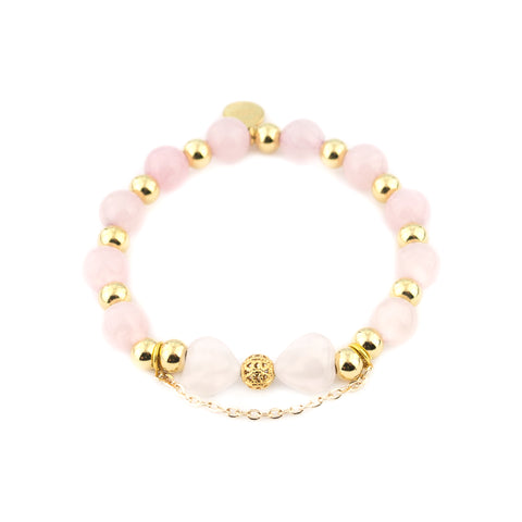 BOW OF LOVE Bracelet | Rose Quartz | 18k Gold Dipped