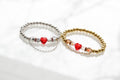 BRAVE HEART METALLIC Bracelet | Red Crystal Heart | Faceted Crystal | 18k Gold Dipped