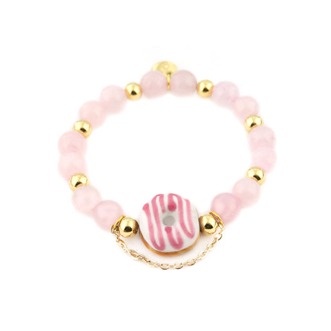 LOVEberry KARMIC DONUT Bracelet | Rose Quartz | 18k Gold Dipped