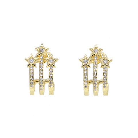 Shooting Stars Earrings | 18K Gold Dipped | Crystal Clear